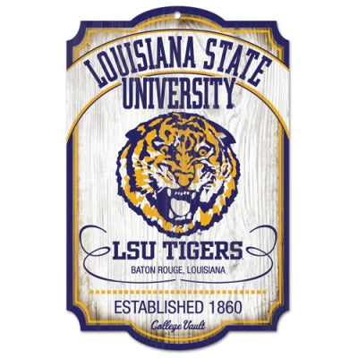 LSU Tigers Wood Sign - College Vault