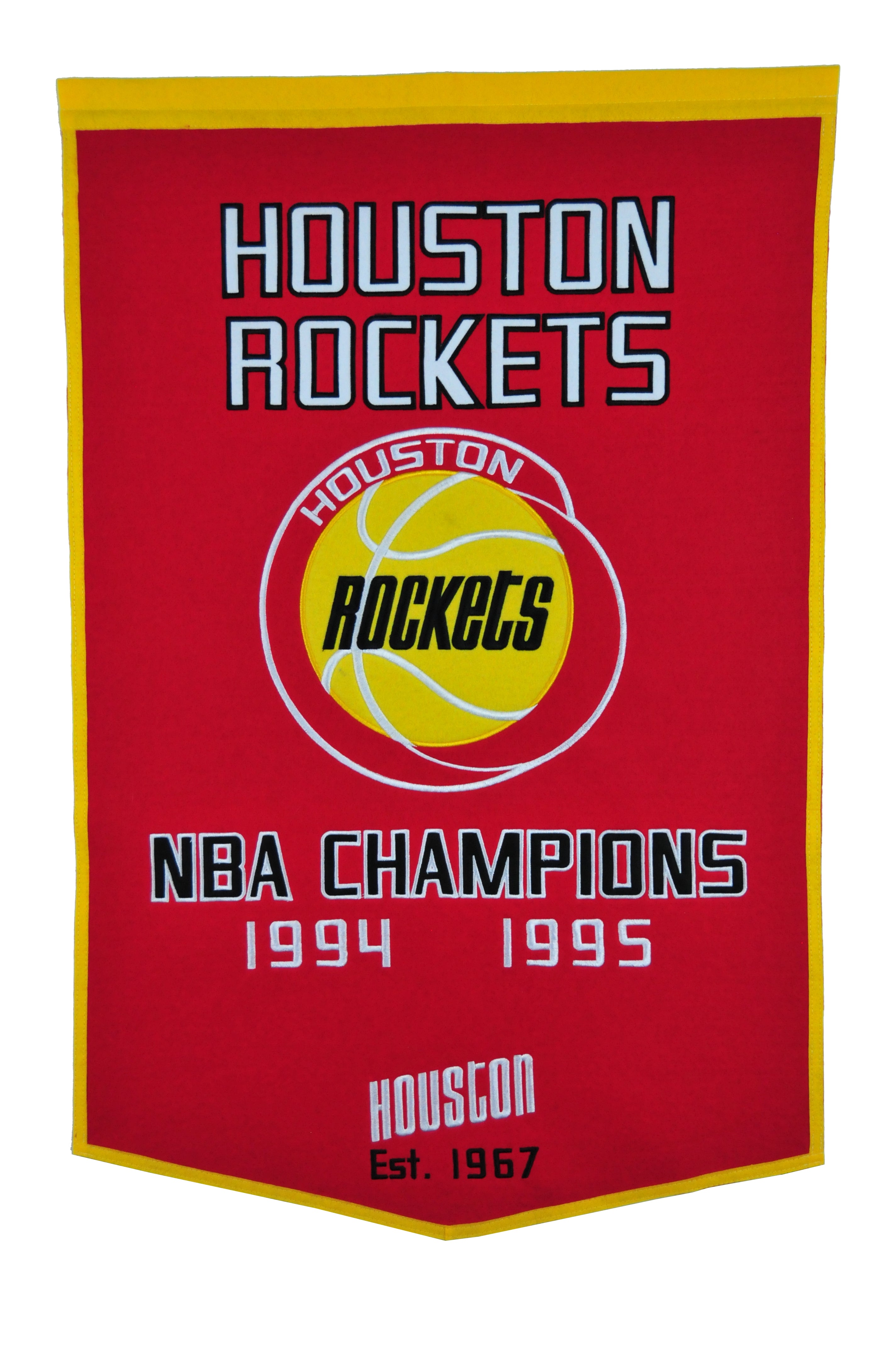 Red/yellow R Rockets Banner Houston Rockets Banner – ManCave-Decor.com