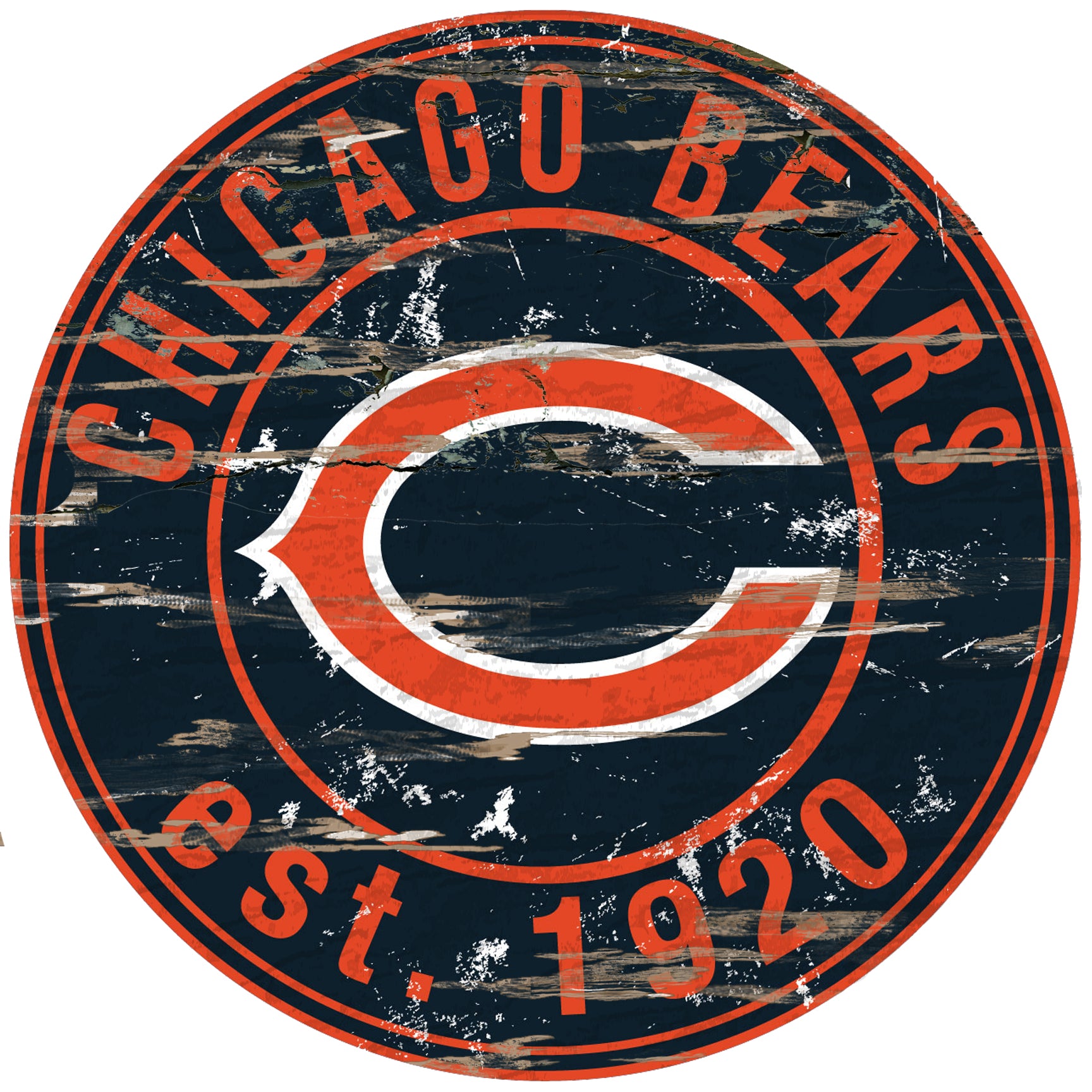 Chicago Bears Wood Sign - 24" Round