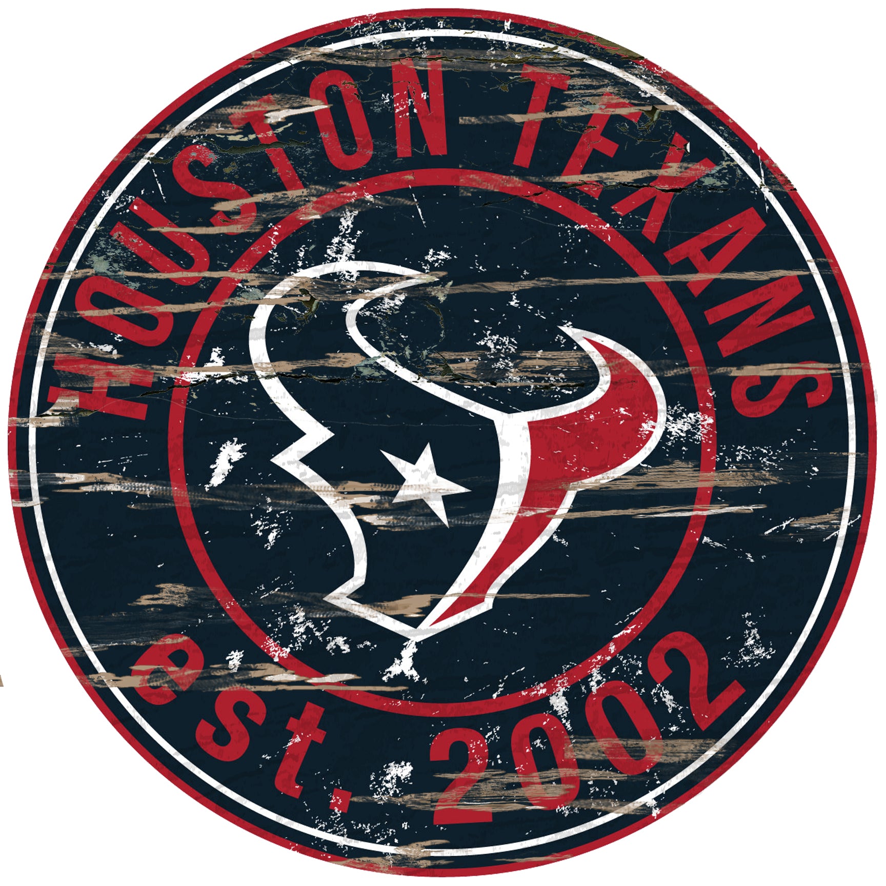 Houston Texans Wood Sign - 24" Round