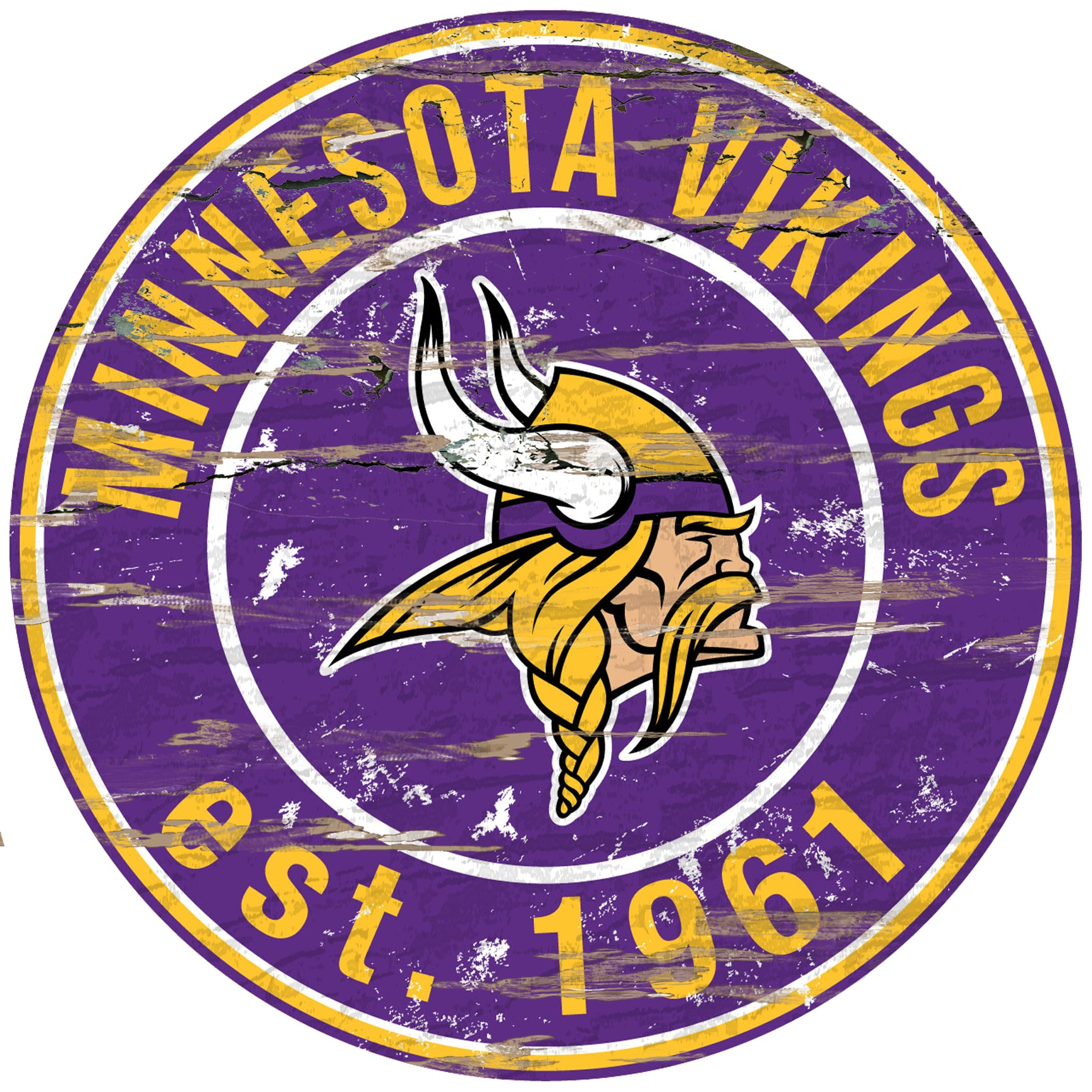 Minnesota Vikings Wood Sign - 24" Round