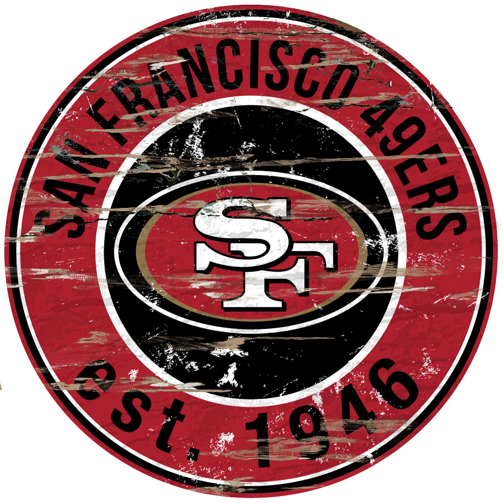 San Francisco 49ers Wood Sign - 24" Round