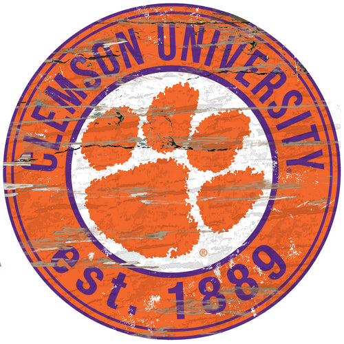 Clemson Tigers Wood Sign - 24