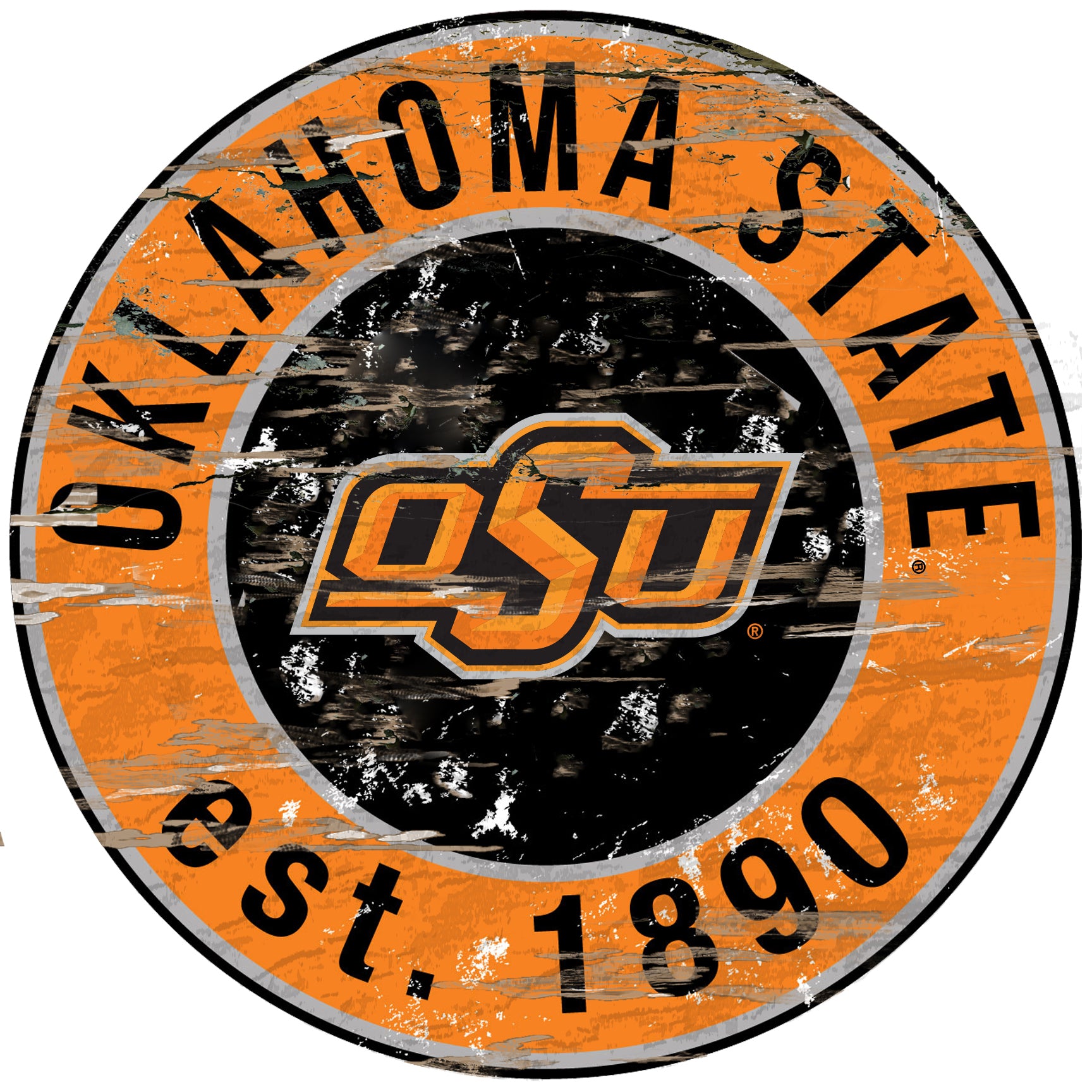 Oklahoma State Cowboys Wood Sign - 24" Round