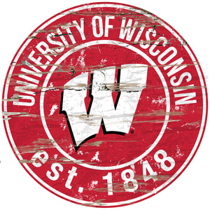 Wisconsin Badgers Wood Sign - 24" Round