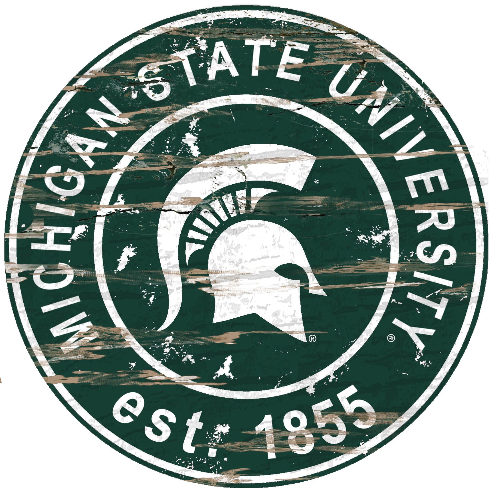 Michigan State Spartans Wood Sign - 24" Round