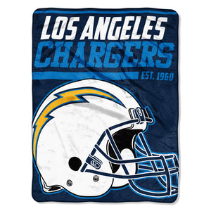 Los Angeles Chargers Blanket 46x60 Micro Raschel 40 Yard Dash Design Rolled