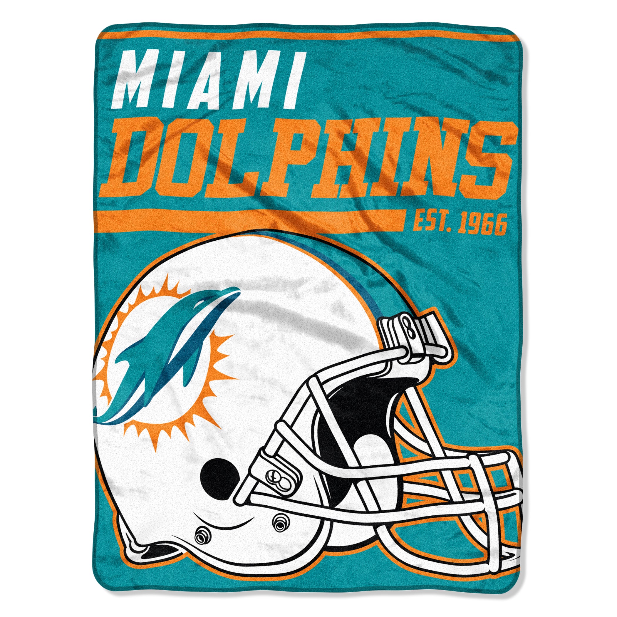 Miami Dolphins Blanket 46x60 Micro Raschel 40 Yard Dash Design Rolled