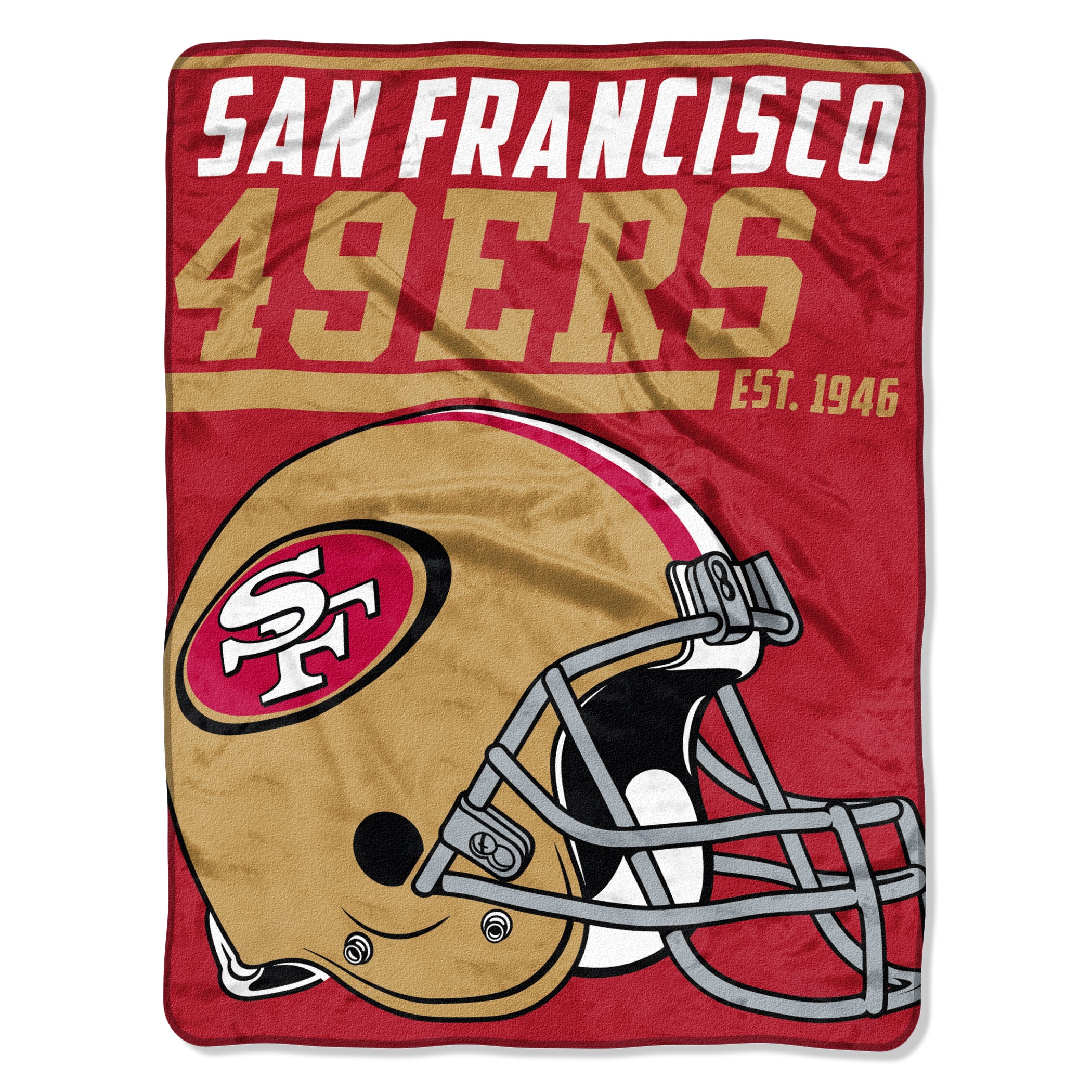 San Francisco 49ers Blanket 46x60 Micro Raschel 40 Yard Dash Design Rolled