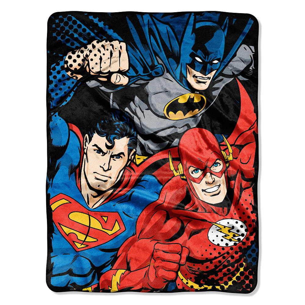 Justice League Blanket 46x60 Raschel League Trio Design - Special Order