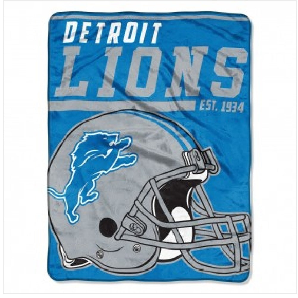 Detroit Lions Blanket 46x60 Micro Raschel Varisty Design Rolled