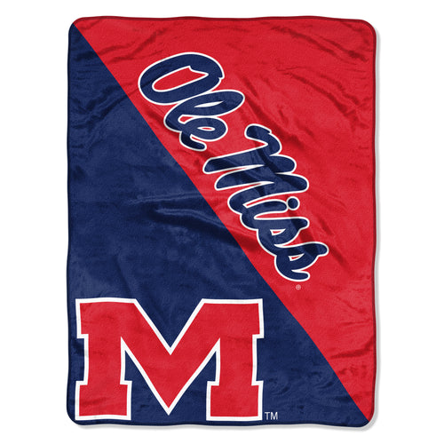 Mississippi Rebels Blanket 46x60 Micro Raschel Halftone Design Rolled - Special Order