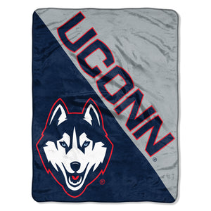Connecticut Huskies Blanket 46x60 Micro Raschel Halftone Design Rolled - Special Order