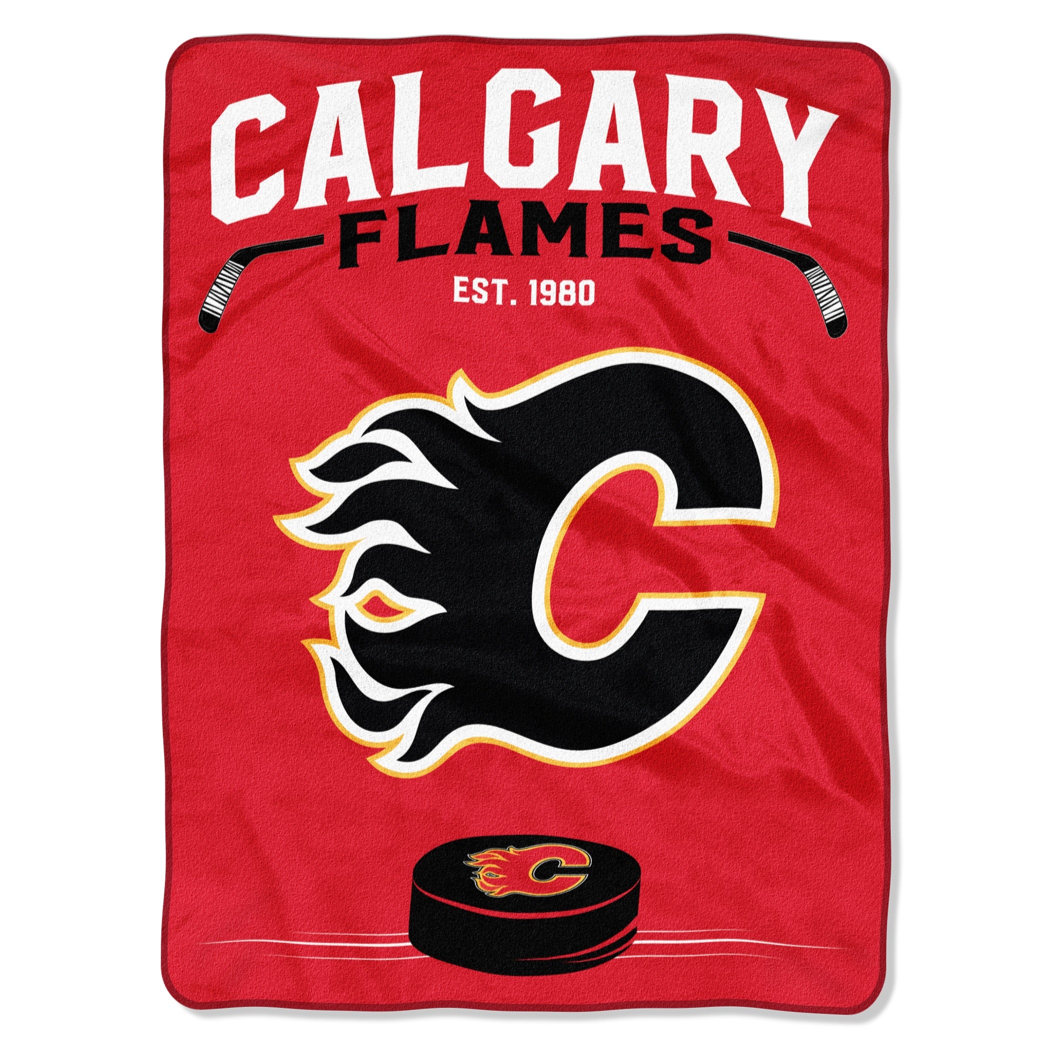 Calgary Flames Blanket 60x80 Raschel Inspired Design - Special Order