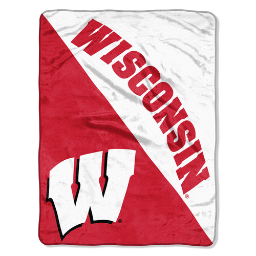 Wisconsin Badgers Blanket 46x60 Micro Raschel Halftone Design Rolled - Special Order