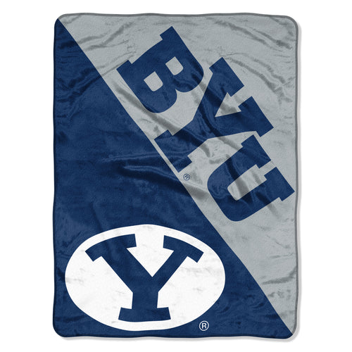 BYU Cougars Blanket 46x60 Micro Raschel Halftone Design Rolled - Special Order