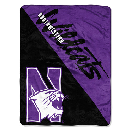 Northwestern Wildcats Blanket 46x60 Micro Raschel Halftone Design Rolled - Special Order