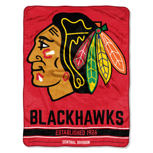 Chicago Blackhawks Blanket 46x60 Micro Raschel Breakaway Design Rolled - Special Order