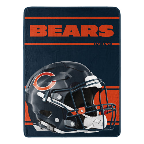 Chicago Bears Blanket 46x60 Micro Raschel Run Design Rolled