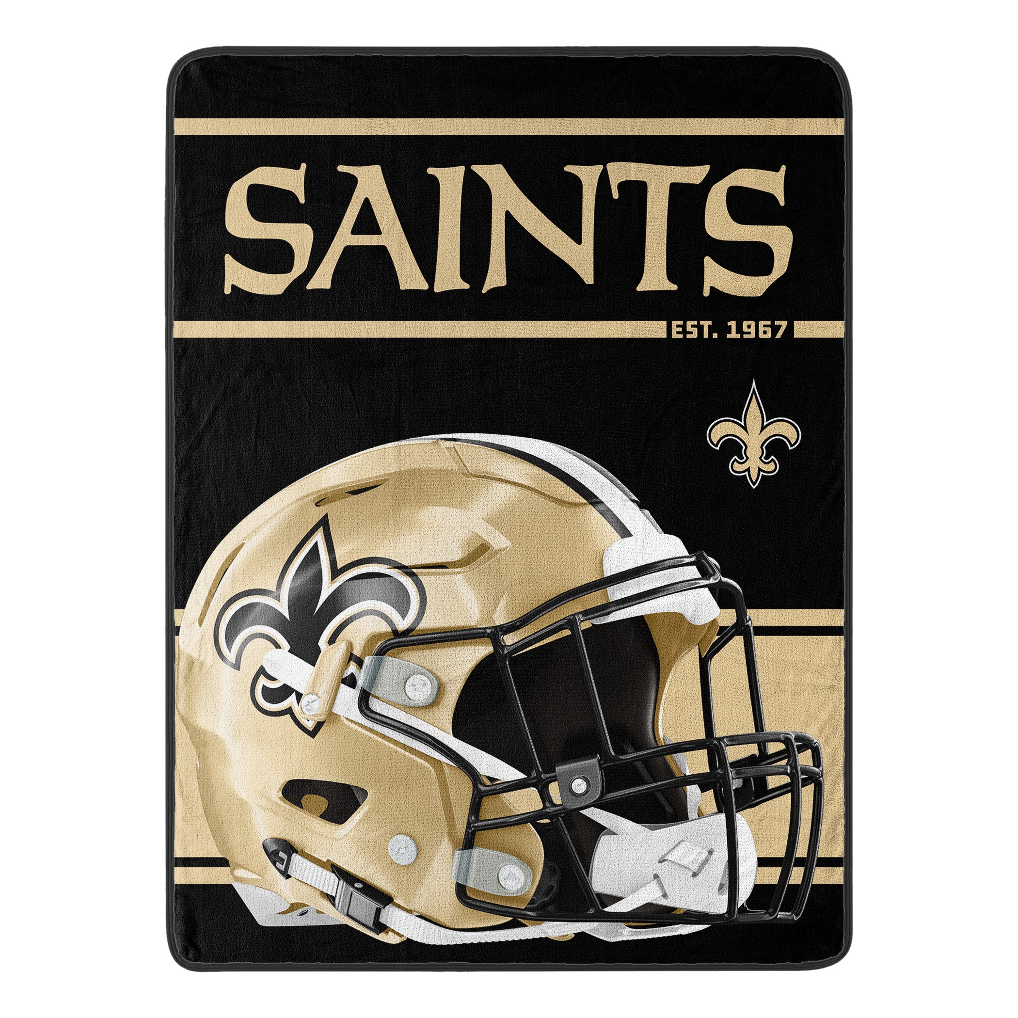 New Orleans Saints Blanket 46x60 Micro Raschel Run Design Rolled