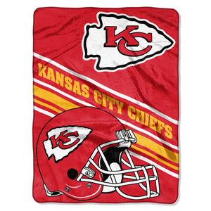 Kansas City Chiefs Blanket 60x80 Raschel Slant Design