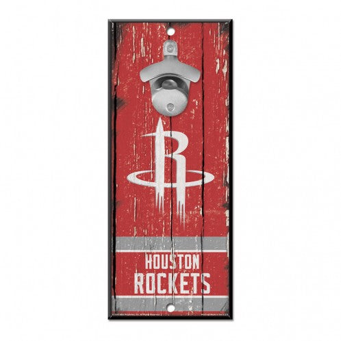 Houston Rockets Sign Wood 5x11 Bottle Opener - Special Order