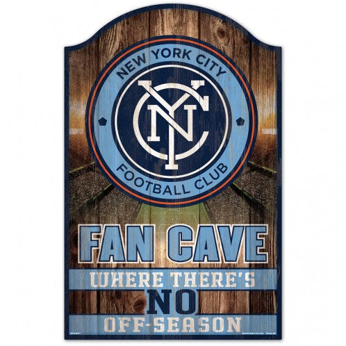 New York City FC Sign 11x17 Wood Fan Cave Design - Special Order