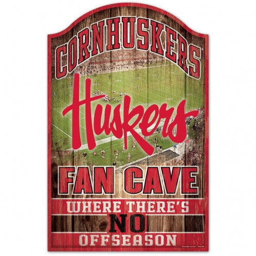 Nebraska Cornhuskers Sign 11x17 Wood Fan Cave Design