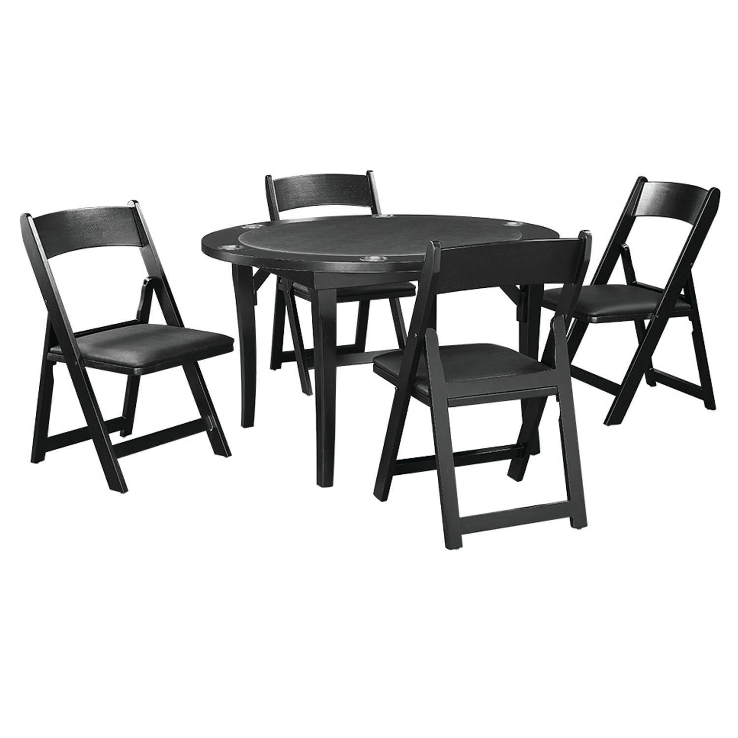 48 Inch Round Adjustable Poker Table, Black