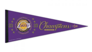 WORLD CHAMPIONS LOS ANGELES LAKERS CLASSIC PENNANT, CARDED